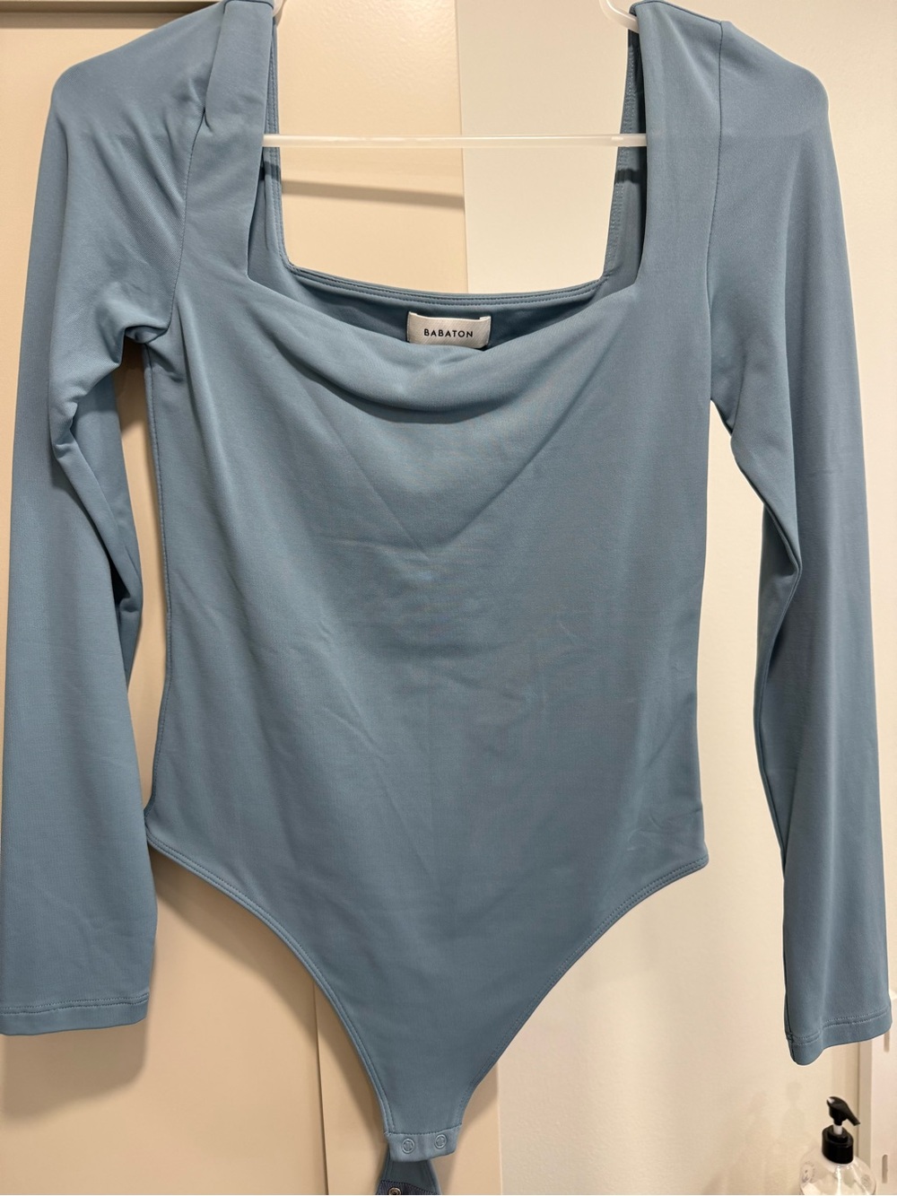 Babaton Dusty Blue Square Neck Long-Sleeve Bodysuit